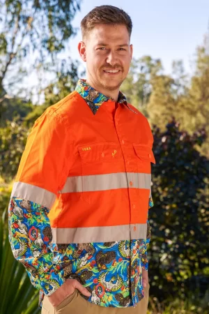 Men's Flock Around & Find Out Orange Day/Night Hi Vis Work Shirt - Image 3