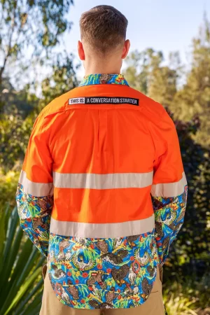 Men's Flock Around & Find Out Orange Day/Night Hi Vis Work Shirt - Image 4