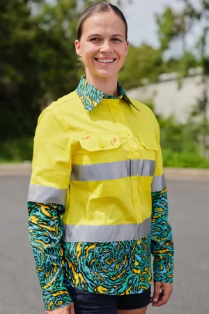 Women's Spun Out Yellow Day/Night Hi Vis Workshirt - Image 2
