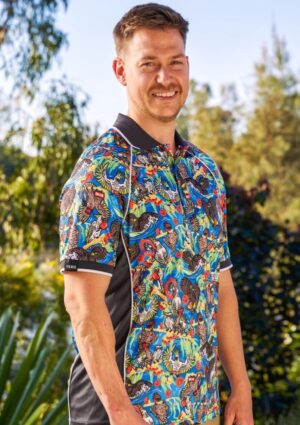 Unisex Flock Around & Find Out Full Print Short Sleeve Polo - Image 3