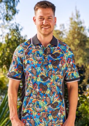 Unisex Flock Around & Find Out Full Print Short Sleeve Polo - Image 1