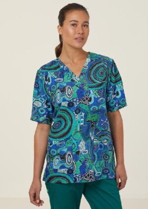 Warlu Indigenous Scrub V-Neck Top - Image 1
