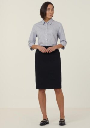 Avignon Fine Block Stripe Stretch 3/4 Sleeve Shirt - Image 4