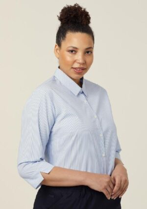 Avignon Fine Block Stripe Stretch 3/4 Sleeve Shirt - Image 6