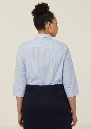 Avignon Fine Block Stripe Stretch 3/4 Sleeve Shirt - Image 7