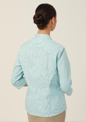 Avignon Fine Block Stripe Stretch 3/4 Sleeve Shirt - Image 11