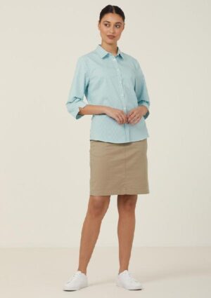 Avignon Fine Block Stripe Stretch 3/4 Sleeve Shirt - Image 12