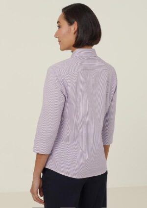 Avignon Fine Block Stripe Stretch 3/4 Sleeve Shirt - Image 19