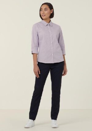 Avignon Fine Block Stripe Stretch 3/4 Sleeve Shirt - Image 20