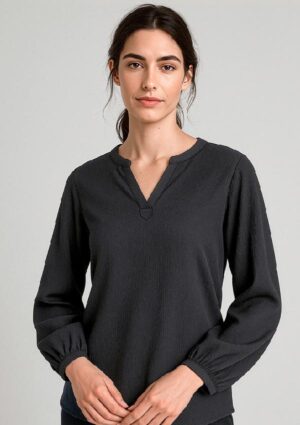 Womens Ruche Long Sleeve Blouse - Image 1