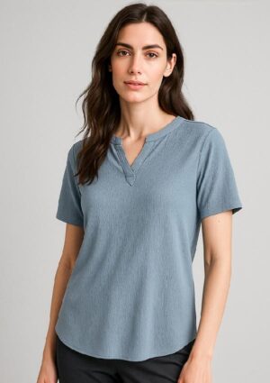 Womens Ruche Short Sleeve Blouse - Image 1