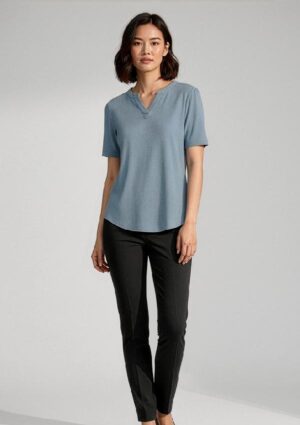 Womens Ruche Short Sleeve Blouse - Image 4