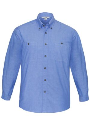 Mens Chambray Long Sleeve Shirt - Image 2