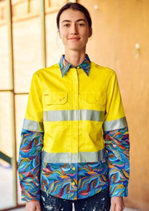 Women's Snazzy Yellow Day/Night Hi Vis 2.0 Full Button Work Shirt - Image 1