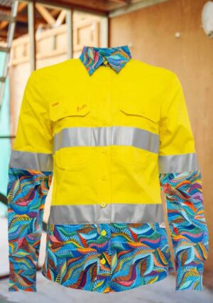 Women's Snazzy Yellow Day/Night Hi Vis 2.0 Full Button Work Shirt - Image 2