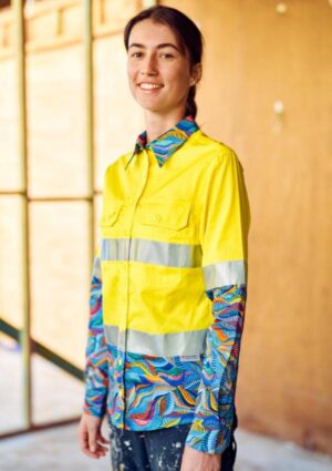 Women's Snazzy Yellow Day/Night Hi Vis 2.0 Full Button Work Shirt - Image 3