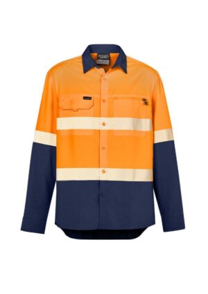 Mens Hi Vis Outdoor Segmented Tape Long Sleeve Shirt - Image 6