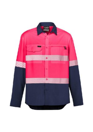 Mens Hi Vis Outdoor Segmented Tape Long Sleeve Shirt - Image 9