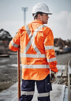 Mens Hi Vis X Back Taped Long Sleeve Shirt - Image 1