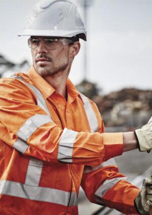 Mens Hi Vis X Back Taped Long Sleeve Shirt - Image 2