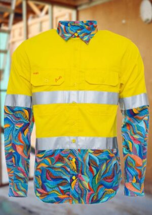 Men's Snazzy Yellow Day/Night Hi Vis 2.0 Full Button Work Shirt - Image 4
