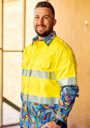 Men's Snazzy Yellow Day/Night Hi Vis 2.0 Full Button Work Shirt - Image 3