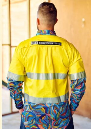 Men's Snazzy Yellow Day/Night Hi Vis 2.0 Full Button Work Shirt - Image 2