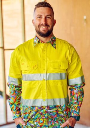 Men's Bonza Yellow Day/Night Hi Vis 2.0 Full Button Work Shirt - Image 1