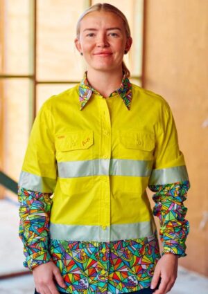 Women's Bonza Yellow Day/Night Hi Vis 2.0 Full Button Work Shirt - Image 1