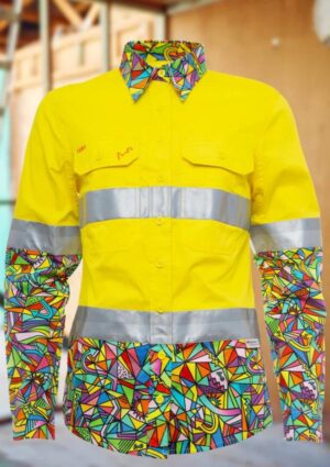 Women's Bonza Yellow Day/Night Hi Vis 2.0 Full Button Work Shirt - Image 2