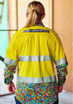 Women's Bonza Yellow Day/Night Hi Vis 2.0 Full Button Work Shirt - Image 4