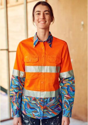 Women's Snazzy Orange Day/Night Hi Vis 2.0 Full Button Work Shirt - Image 1