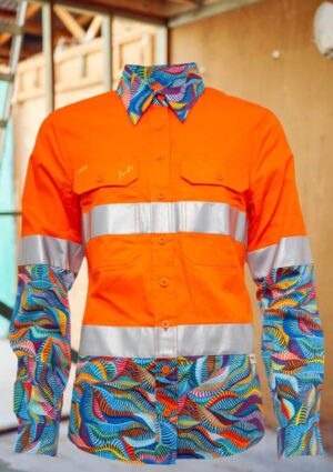 Women's Snazzy Orange Day/Night Hi Vis 2.0 Full Button Work Shirt - Image 2