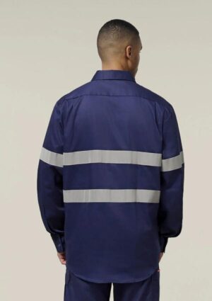 Hi-Vis Cotton Drill Long Sleeve Taped Shirt - Image 3