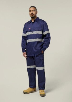 Hi-Vis Cotton Drill Long Sleeve Taped Shirt - Image 4