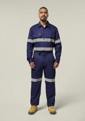 Hi-Vis Cotton Drill Long Sleeve Taped Shirt - Image 7