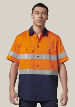 Short Sleeve Hi Vis 2 Tone Taped Vented Shirt - Image 1
