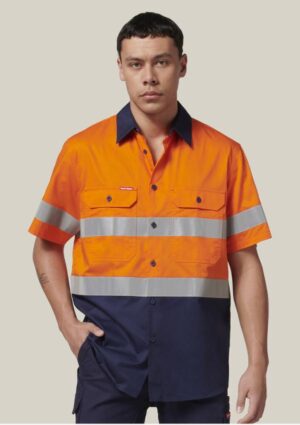 Short Sleeve Hi Vis 2 Tone Taped Vented Shirt - Image 2
