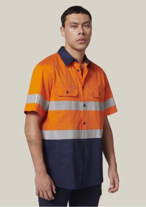Short Sleeve Hi Vis 2 Tone Taped Vented Shirt - Image 4