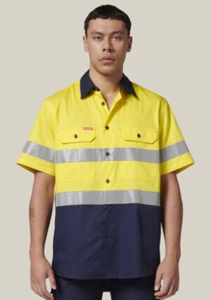 Short Sleeve Hi Vis 2 Tone Taped Vented Shirt - Image 10
