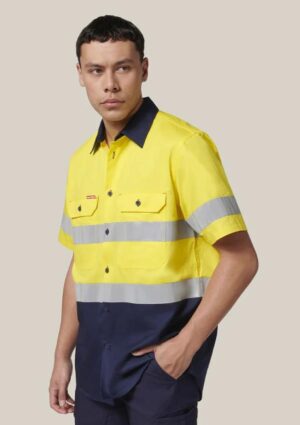 Short Sleeve Hi Vis 2 Tone Taped Vented Shirt - Image 12