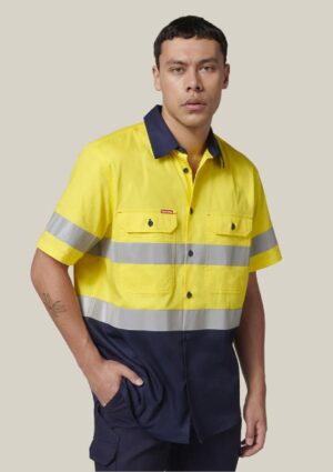 Short Sleeve Hi Vis 2 Tone Taped Vented Shirt - Image 13