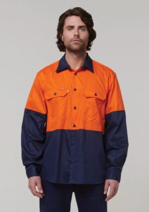 Core Hi-Vis Long Sleeve 2 Tone Vented Cotton Shirt - Image 1