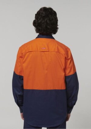 Core Hi-Vis Long Sleeve 2 Tone Vented Cotton Shirt - Image 7