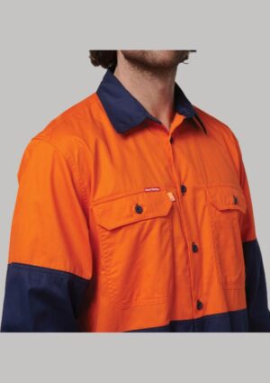 Core Hi-Vis Long Sleeve 2 Tone Vented Cotton Shirt - Image 8