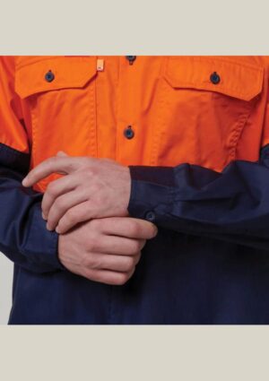 Core Hi-Vis Long Sleeve 2 Tone Vented Cotton Shirt - Image 9
