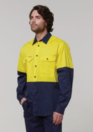 Core Hi-Vis Long Sleeve 2 Tone Vented Cotton Shirt - Image 11