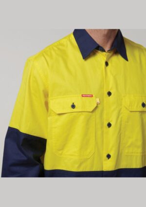 Core Hi-Vis Long Sleeve 2 Tone Vented Cotton Shirt - Image 16