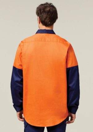 Hi-Vis 2 Tone Closed Front Long Sleeve Shirt with Gusset - Image 3