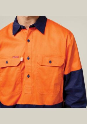 Hi-Vis 2 Tone Closed Front Long Sleeve Shirt with Gusset - Image 5
